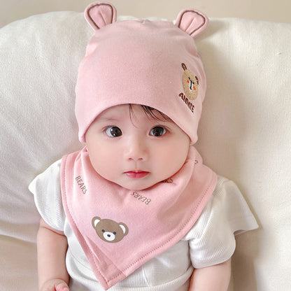 Katu Bear Infant Hat Spring & Fall 3-6-12 Months Male and Female Baby Pullover Hat Cotton 100-Day Sleeping Hat