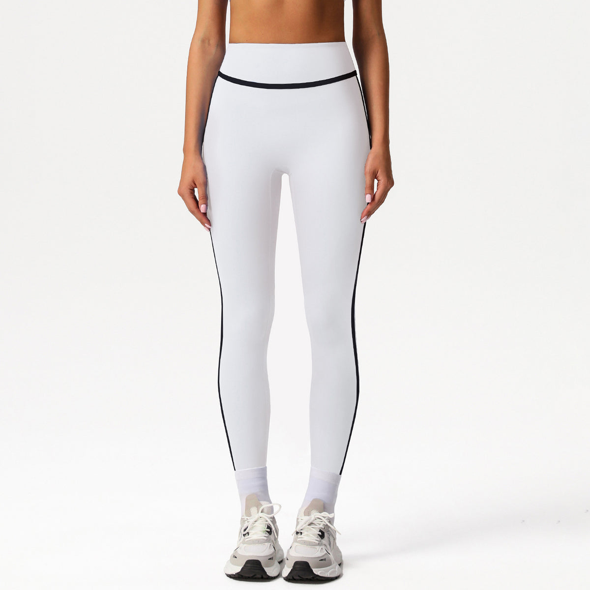 Cross-border Naked Contrast High Waist Yoga Pants Quick-drying Running Fitness Ankle-length Pants Outer Wear Tight Hip-lifting Sports Pants