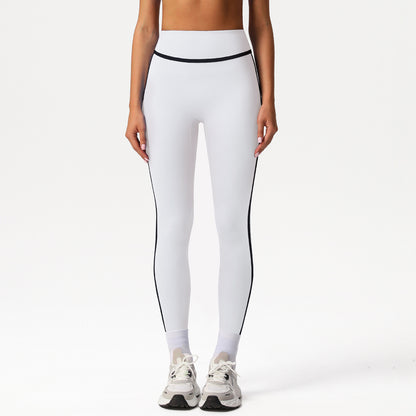 Cross-border Naked Contrast High Waist Yoga Pants Quick-drying Running Fitness Ankle-length Pants Outer Wear Tight Hip-lifting Sports Pants