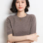 2025 Spring and Summer New Style Knitted Short-Sleeved Women's Round Neck Bottoming Knitted Pullover Half-Sleeved Sweater Loose Bottoming Sweater