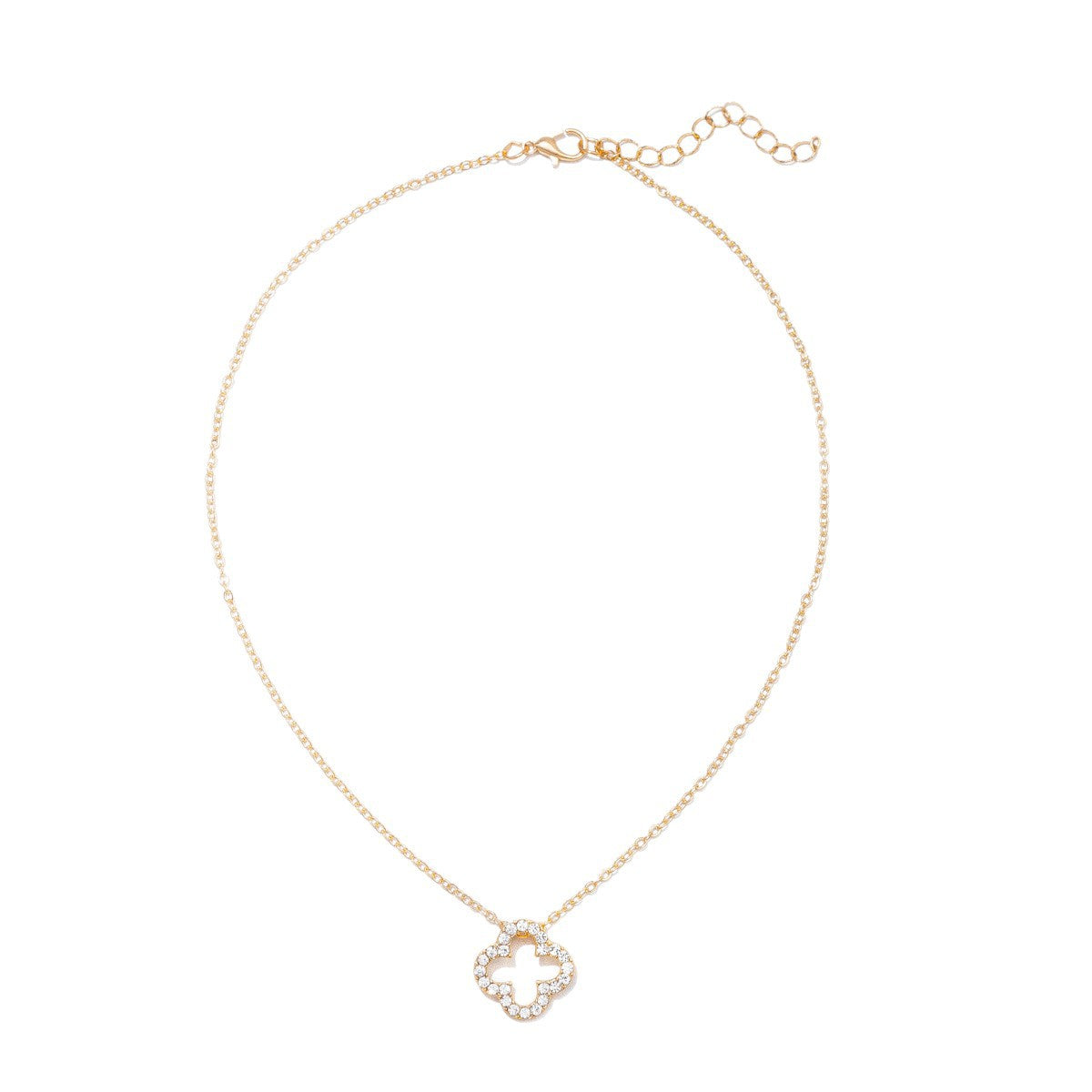 Four-Leaf Clover Necklace Wholesale New Cross-Border Alloy Jewelry Niche High-End Diamond Necklace Pendant Women's Clavicle Chain