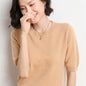 2025 Spring and Summer New Style Knitted Short-Sleeved Women's Round Neck Bottoming Knitted Pullover Half-Sleeved Sweater Loose Bottoming Sweater