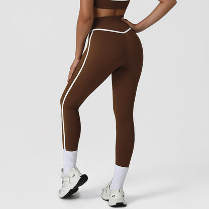 Cross-border Naked Contrast High Waist Yoga Pants Quick-drying Running Fitness Ankle-length Pants Outer Wear Tight Hip-lifting Sports Pants