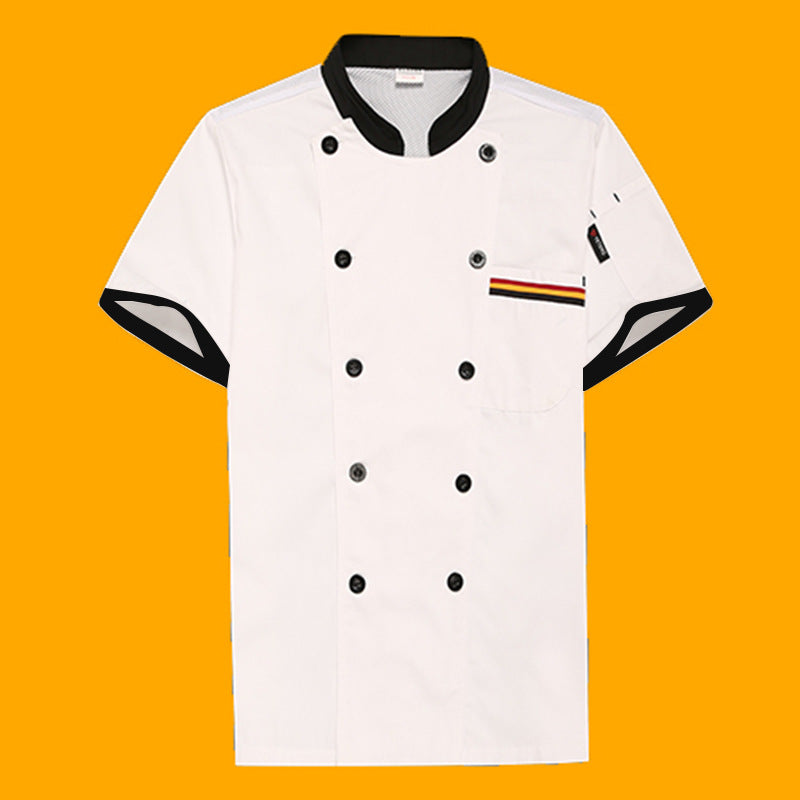 Restaurant and Cafeteria Back Kitchen Chef Work Clothes Long-Sleeved Work Clothes for Men Hotel Restaurant Chef Clothes Short-Sleeved Custom-Made for Men