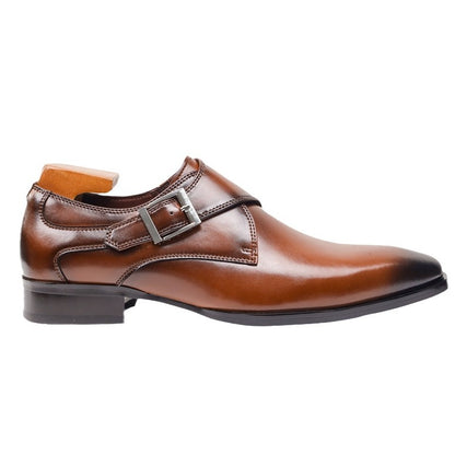 Cross-border plus size British Mengke Shoes Square-toed Real Leather Shoes Buckle Monk Men's Shoes Business Dress Leather Shoes Men's British Style