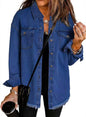 Cross-border New Washed Denim Shirt Jacket 2024 European and American Women's Autumn and Winter Distinctive Street Style Edge Hem Jacket