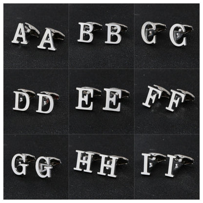 Cross-Border Specially Designed for Silver 26 English Letters Glossy Men's Cufflinks Manufacturer Wholesale Personalized French Shirt Cufflinks
