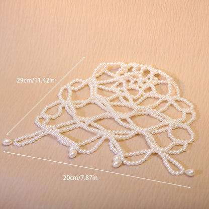 Handmade Beaded Pearl Mesh Hat Hair Net Bridal Dress Headdress Exotic Style High-End Niche Water Drop Hair Hoop Hair Cover
