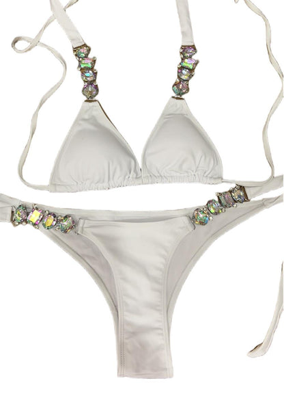 2022 European and American Sexy Bikini Plain Women's Split Strap Luxury Diamond Swimsuit Metal Chain Accessories Swimsuit