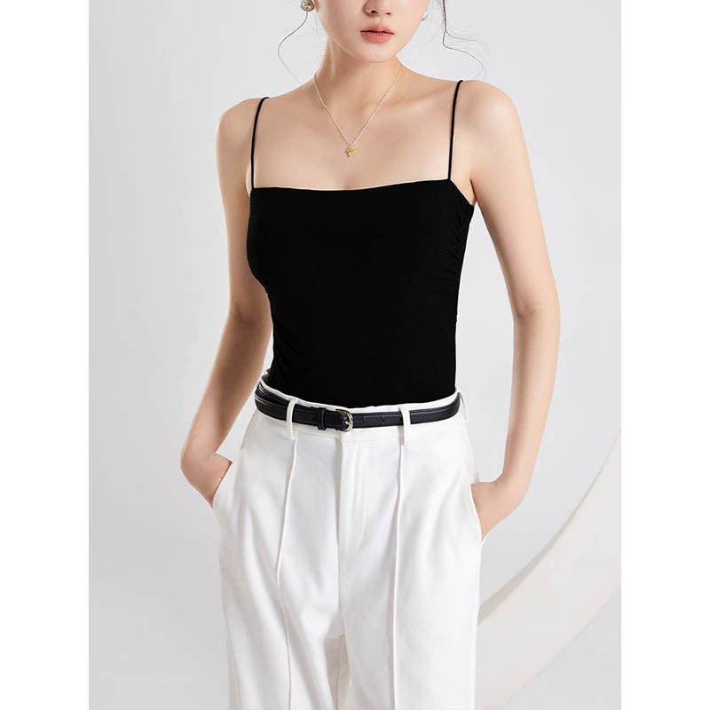 2026 New Style Pleated Camisole with Chest Pads, Integrated Bra, and Outerwear for Women in Summer