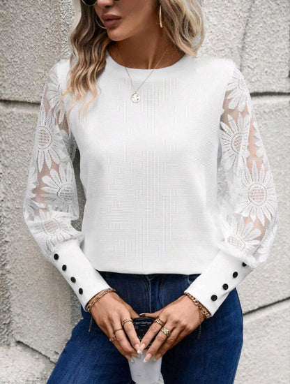 2024 Women's Waffle Button Women's Top
