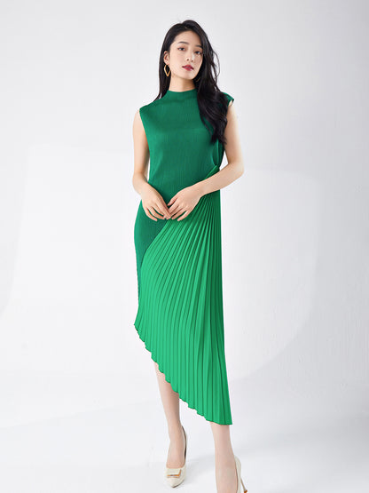 Pleated Skirt Work Clothing High-End Women's Summer New Style Asymmetrical Splicing Elegant Dress Skirt Dress Fashionable