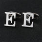 Cross-Border Specially Designed for Silver 26 English Letters Glossy Men's Cufflinks Manufacturer Wholesale Personalized French Shirt Cufflinks