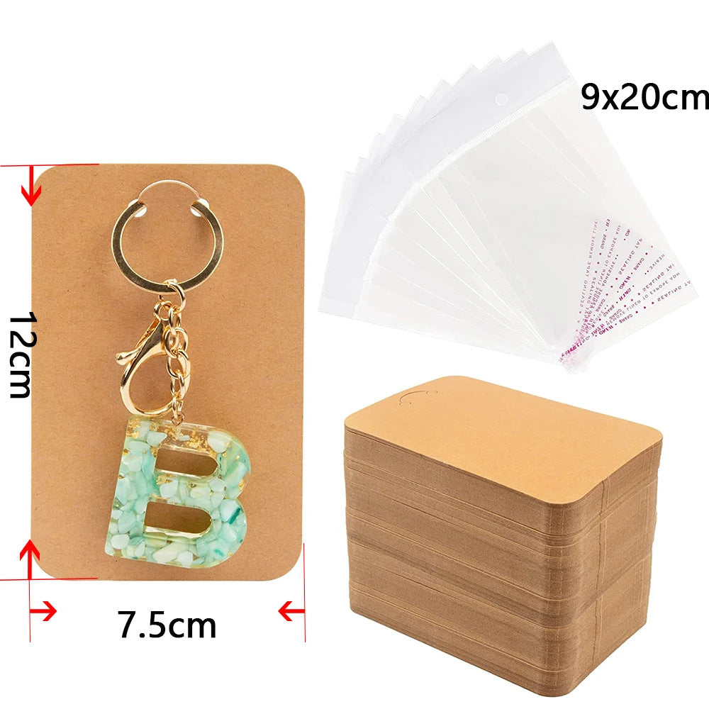 7.5*12cm key chain packing card Kraft paper card diy jewelry display cardboard key ring retail label
