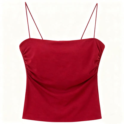 2026 New Style Pleated Camisole with Chest Pads, Integrated Bra, and Outerwear for Women in Summer