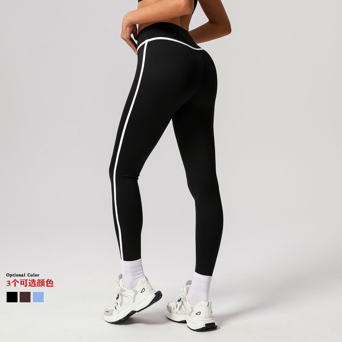 Cross-border Naked Contrast High Waist Yoga Pants Quick-drying Running Fitness Ankle-length Pants Outer Wear Tight Hip-lifting Sports Pants