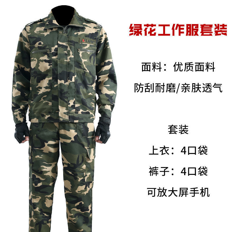 Spring and Autumn Camouflage Clothing Men's Suit Site Wear-resistant Dirty-resistant Labor Protection Work Clothes Auto Repair Machine Repair Welding Suit