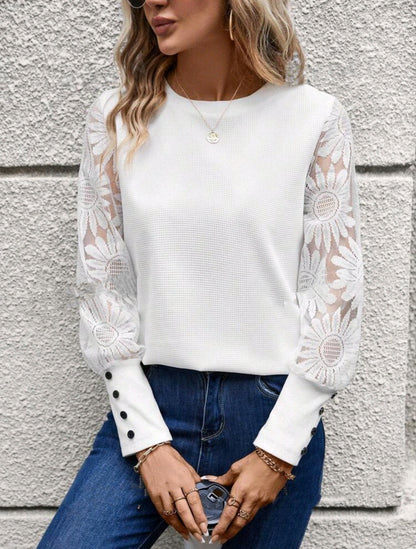 2024 Women's Waffle Button Women's Top