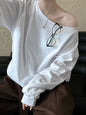 Luxi Relaxed Shoulder Sweatshirt Women's 2025 Autumn New Loose Lazy Style One-Neck Off-Shoulder Top 2809