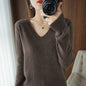 New Autumn and Winter Knitwear Women's V Neck Long-Sleeved Pullover Top Pure Color Korean Style Loose Bottoming Shirt Slimming Look Outer Wear Thin
