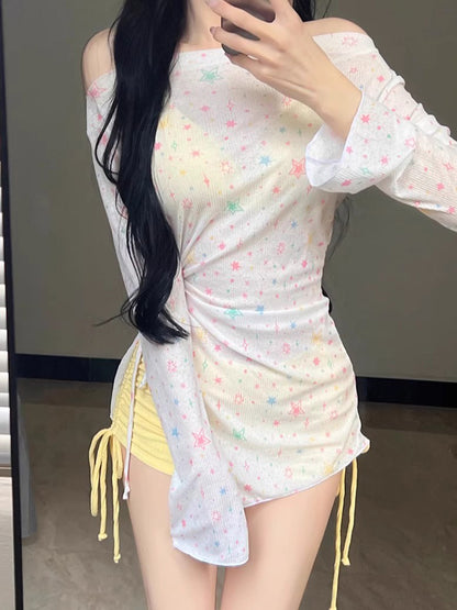 2025 New Split Swimsuit Women's Bikini Three-Piece Cover-Up Long-Sleeved Sun Protection Seaside Resort Hot Spring Pure Desire