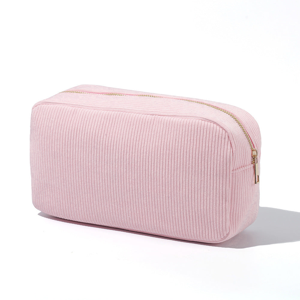 Feihong Cross-border Vertical Stripe Storage Bag Corduroy High-value Cosmetic Bag Portable Wash Bag Large Capacity Cosmetic Bag