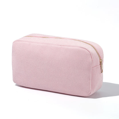 Feihong Cross-border Vertical Stripe Storage Bag Corduroy High-value Cosmetic Bag Portable Wash Bag Large Capacity Cosmetic Bag