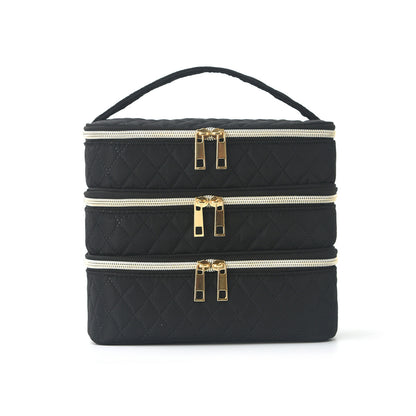 Feihong Cross-Border Three-Layer Cosmetic Bag Large Capacity High-Value Portable Toiletry Bag Portable Travel Makeup Storage Bag