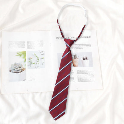 Japanese JK Academic Style Brown Retro Tie Female Lazy Wine-Free Red Shirt Accessories All-Match Black Stripe