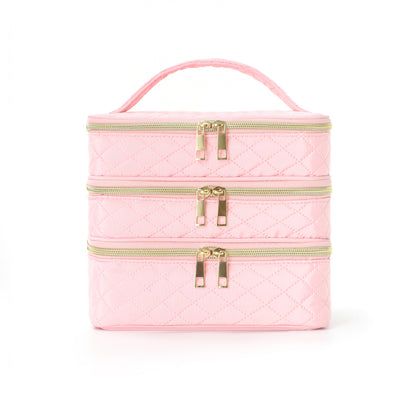 Feihong Cross-Border Three-Layer Cosmetic Bag Large Capacity High-Value Portable Toiletry Bag Portable Travel Makeup Storage Bag