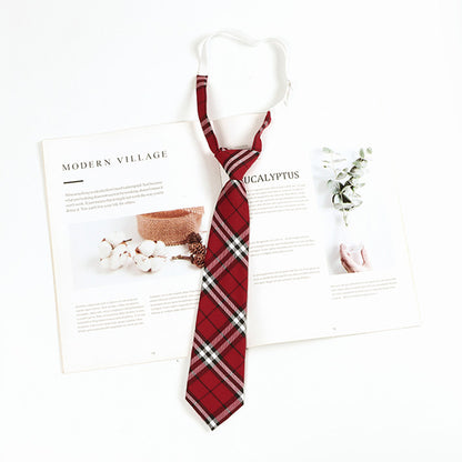 Japanese JK Academic Style Brown Retro Tie Female Lazy Wine-Free Red Shirt Accessories All-Match Black Stripe