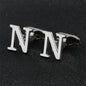 Cross-Border Specially Designed for Silver 26 English Letters Glossy Men's Cufflinks Manufacturer Wholesale Personalized French Shirt Cufflinks