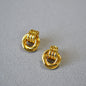 Japanese and Korean minority design simple winding double ring line brass gold plated 925 silver needle personality temperament earrings earrings