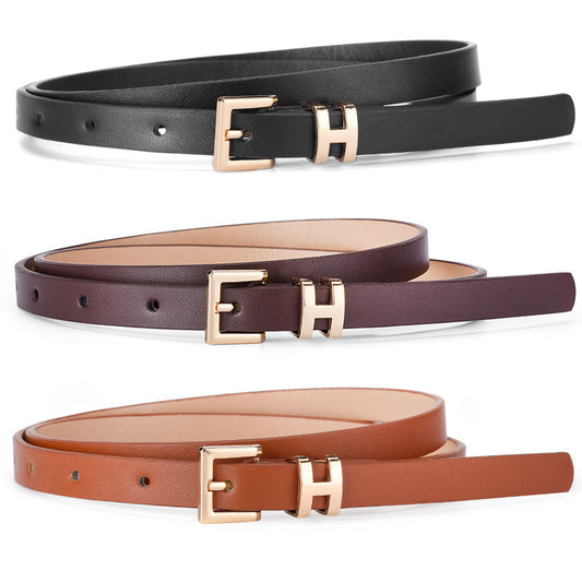 New Foreign Trade Hot-Selling I-Buckle Thin Belt for Women, Fashionable, High-End, Versatile Dress, Suit Decorative Belt