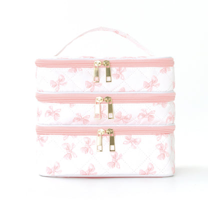 Feihong Cross-Border Three-Layer Cosmetic Bag Large Capacity High-Value Portable Toiletry Bag Portable Travel Makeup Storage Bag