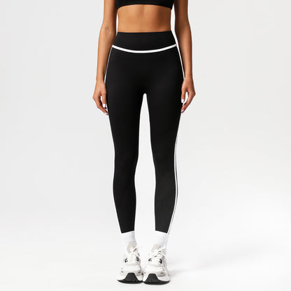 Cross-border Naked Contrast High Waist Yoga Pants Quick-drying Running Fitness Ankle-length Pants Outer Wear Tight Hip-lifting Sports Pants