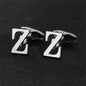 Cross-Border Specially Designed for Silver 26 English Letters Glossy Men's Cufflinks Manufacturer Wholesale Personalized French Shirt Cufflinks