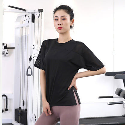 2025 Summer Yoga Top Loose Sports Short Sleeve Women's Quick-Drying Running Fitness Wear Top Breathable Exercise T-Shirt