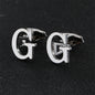 Cross-Border Specially Designed for Silver 26 English Letters Glossy Men's Cufflinks Manufacturer Wholesale Personalized French Shirt Cufflinks