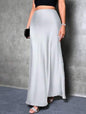 Foreign Trade Cross-Border Satin Skirt Spring and Summer New European and American Amazon Simple Imitation Silk Long Skirt Women's Clothing