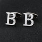 Cross-Border Specially Designed for Silver 26 English Letters Glossy Men's Cufflinks Manufacturer Wholesale Personalized French Shirt Cufflinks