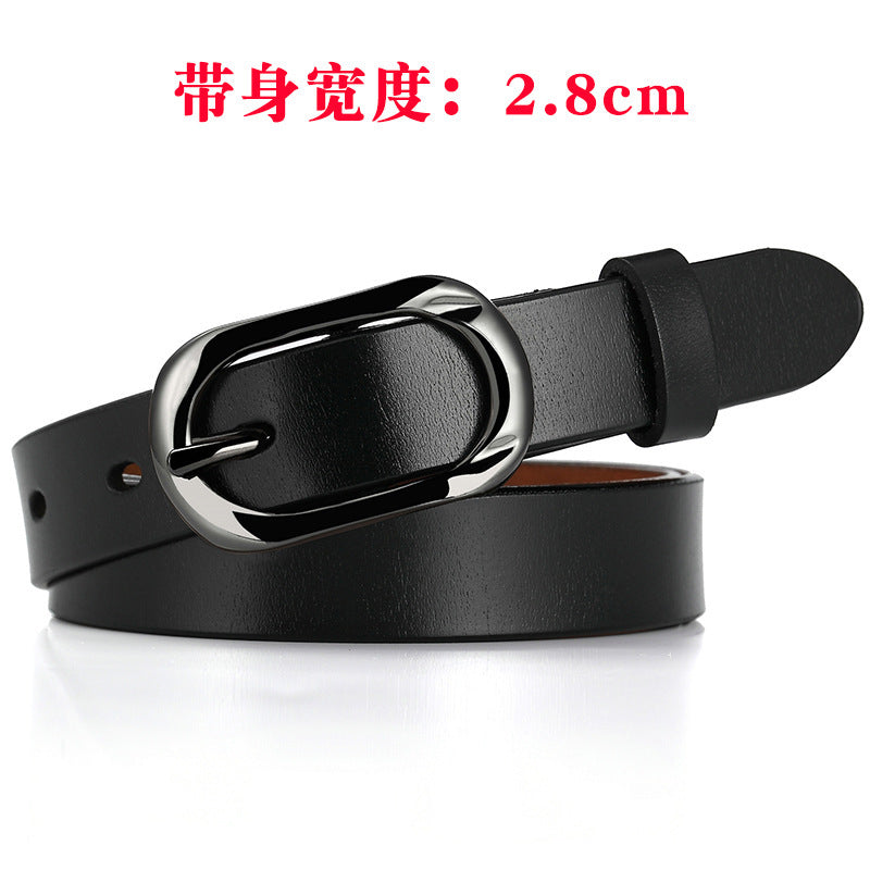 New Women's Cowhide Belt Pin Buckle Genuine Leather Belt Casual Fashion Thin Trouser Belt Manufacturer Wholesale Dropshipping