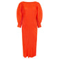 Miyake Simple and Comfortable Casual Dress for Women 2026 Spring Slim Fit Long-Sleeve Mid-Length A-Line Dress