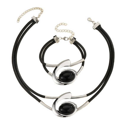 Bohemian Style Necklace Bracelet Set Black Acrylic Snail Set Combination Ladies Necklace Bracelet