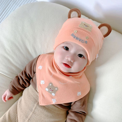 Katu Bear Infant Hat Spring & Fall 3-6-12 Months Male and Female Baby Pullover Hat Cotton 100-Day Sleeping Hat