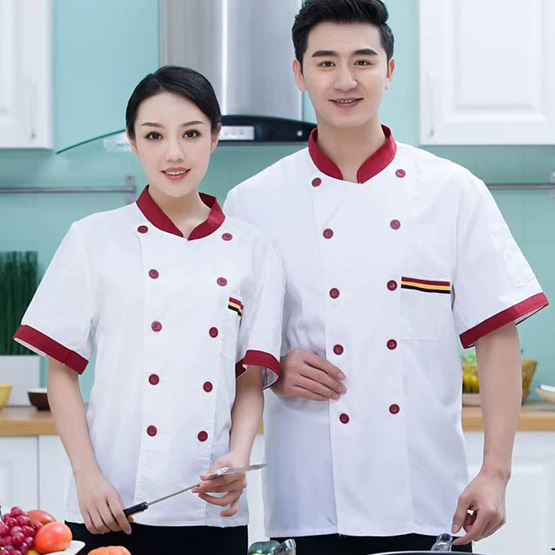 Restaurant and Cafeteria Back Kitchen Chef Work Clothes Long-Sleeved Work Clothes for Men Hotel Restaurant Chef Clothes Short-Sleeved Custom-Made for Men