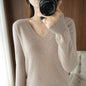 New Autumn and Winter Knitwear Women's V Neck Long-Sleeved Pullover Top Pure Color Korean Style Loose Bottoming Shirt Slimming Look Outer Wear Thin