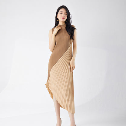 Pleated Skirt Work Clothing High-End Women's Summer New Style Asymmetrical Splicing Elegant Dress Skirt Dress Fashionable