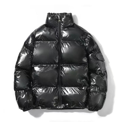 Cross-border 2022 winter foreign trade Men's glossy cotton-padded coat Korean style short stand collar cotton-padded coat trendy plus size men's cotton-padded jacket