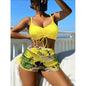 2025 Foreign Trade New Swimwear Women's European and American Amazon Bikini Split High Waist Color Split Sling Sexy Swimsuit